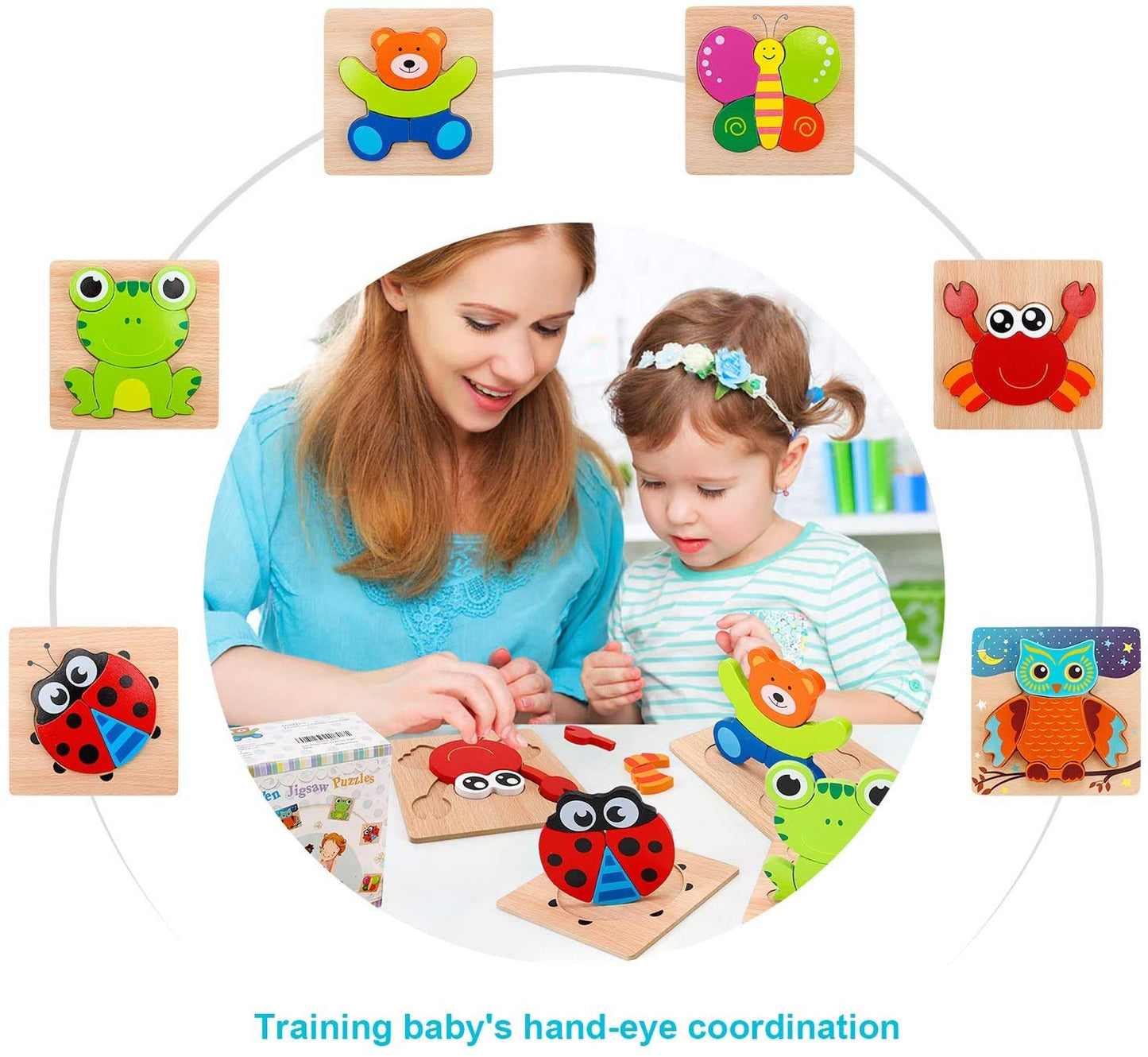 WonderWood™ Animal Puzzle - Dieren baby puzzel - Houten puzzelset
