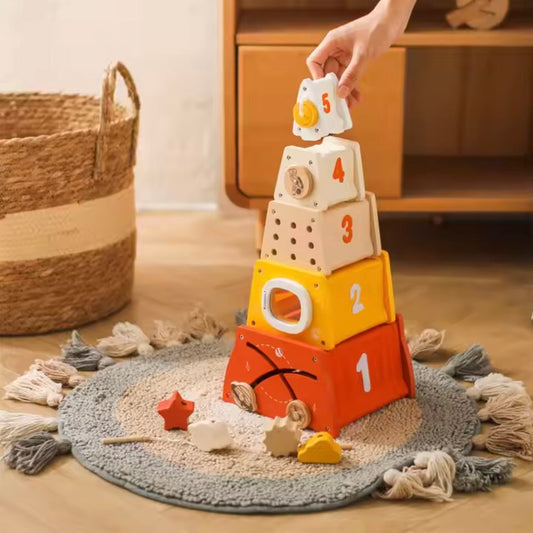 Build & Blast™ – Educatief houten speelgoed raket - Cijfers en vormen